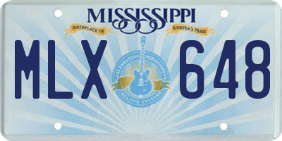 MS license plate MLX648