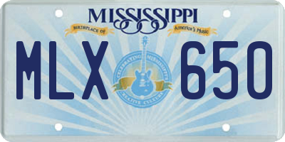 MS license plate MLX650