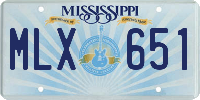 MS license plate MLX651