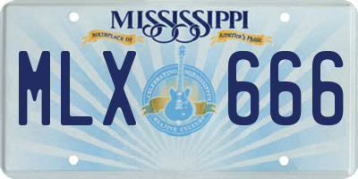 MS license plate MLX666
