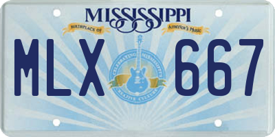 MS license plate MLX667