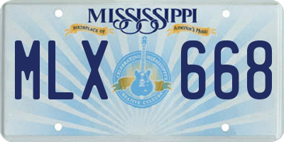 MS license plate MLX668