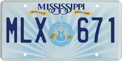 MS license plate MLX671