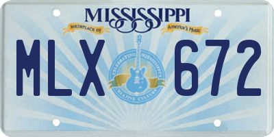 MS license plate MLX672