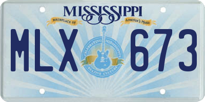 MS license plate MLX673