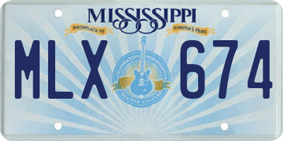 MS license plate MLX674