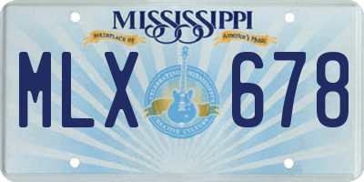 MS license plate MLX678