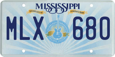 MS license plate MLX680