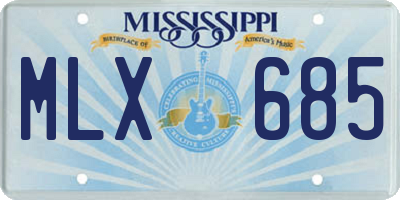 MS license plate MLX685