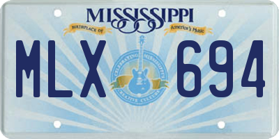 MS license plate MLX694