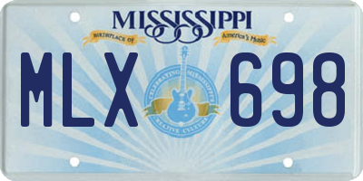 MS license plate MLX698