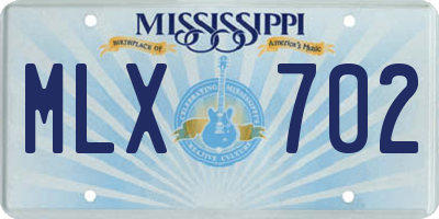 MS license plate MLX702