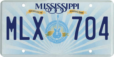 MS license plate MLX704
