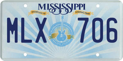MS license plate MLX706