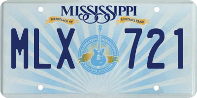 MS license plate MLX721