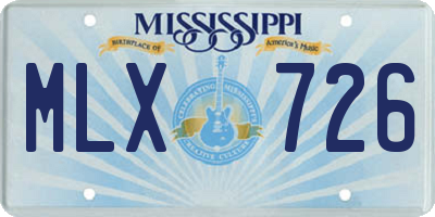 MS license plate MLX726