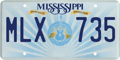 MS license plate MLX735