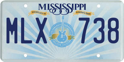 MS license plate MLX738