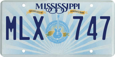 MS license plate MLX747