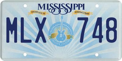 MS license plate MLX748