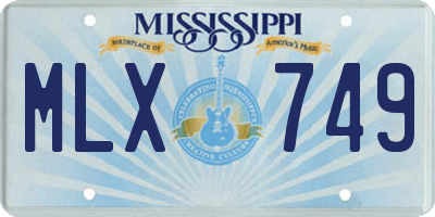 MS license plate MLX749