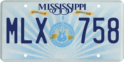 MS license plate MLX758