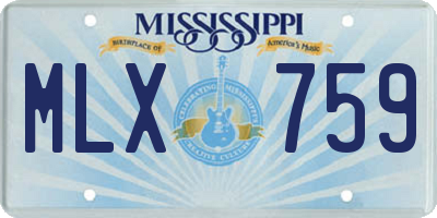 MS license plate MLX759