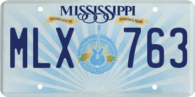 MS license plate MLX763