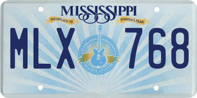 MS license plate MLX768