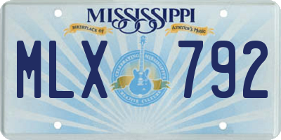 MS license plate MLX792