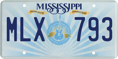 MS license plate MLX793