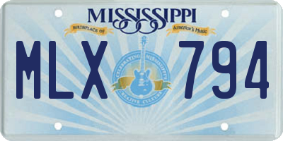 MS license plate MLX794
