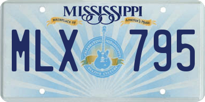 MS license plate MLX795