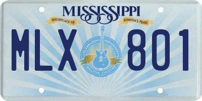 MS license plate MLX801
