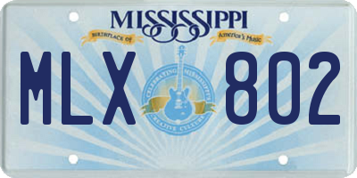 MS license plate MLX802