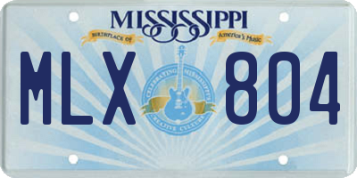 MS license plate MLX804