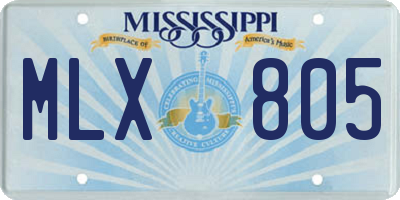 MS license plate MLX805