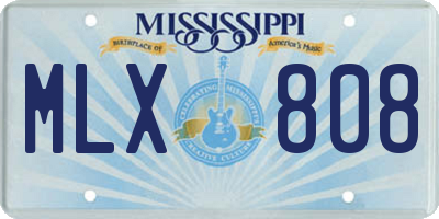 MS license plate MLX808