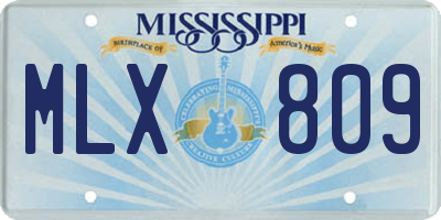 MS license plate MLX809