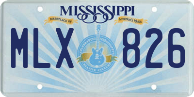 MS license plate MLX826