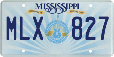 MS license plate MLX827