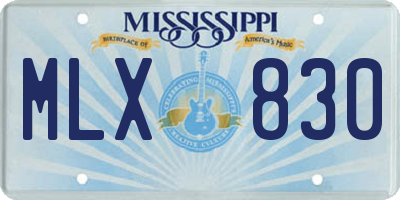 MS license plate MLX830