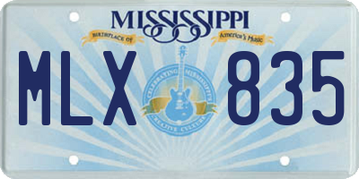 MS license plate MLX835