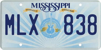 MS license plate MLX838