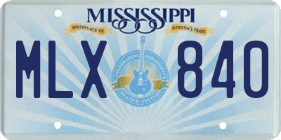 MS license plate MLX840