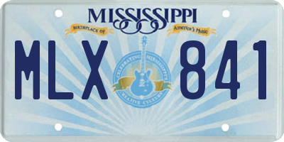 MS license plate MLX841