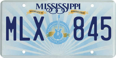 MS license plate MLX845