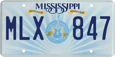 MS license plate MLX847