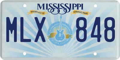 MS license plate MLX848