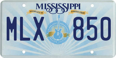 MS license plate MLX850